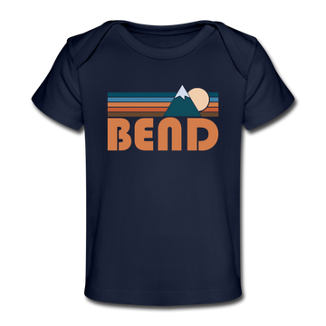 Bend, Oregon Baby T-Shirt - Organic Retro Mountain Bend Infant T-Shirt - dark navy