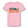 Boise, Idaho Baby T-Shirt - Organic Retro Mountain Boise Infant T-Shirt - light pink
