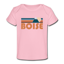 Boise, Idaho Baby T-Shirt - Organic Retro Mountain Boise Infant T-Shirt - light pink