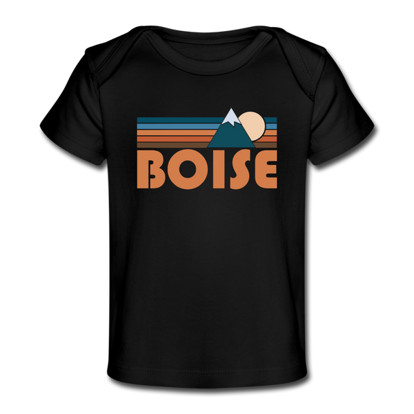 Boise, Idaho Baby T-Shirt - Organic Retro Mountain Boise Infant T-Shirt - black