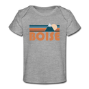 Boise, Idaho Baby T-Shirt - Organic Retro Mountain Boise Infant T-Shirt - heather gray