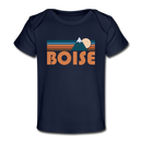Boise, Idaho Baby T-Shirt - Organic Retro Mountain Boise Infant T-Shirt - dark navy