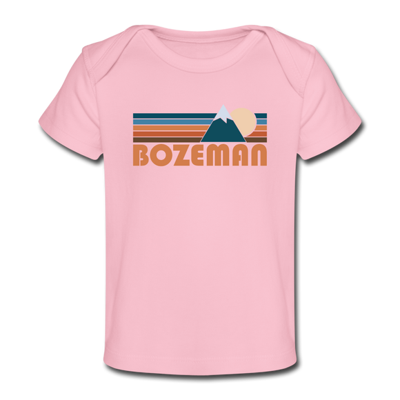 Bozeman, Montana Baby T-Shirt - Organic Retro Mountain Bozeman Infant T-Shirt - light pink