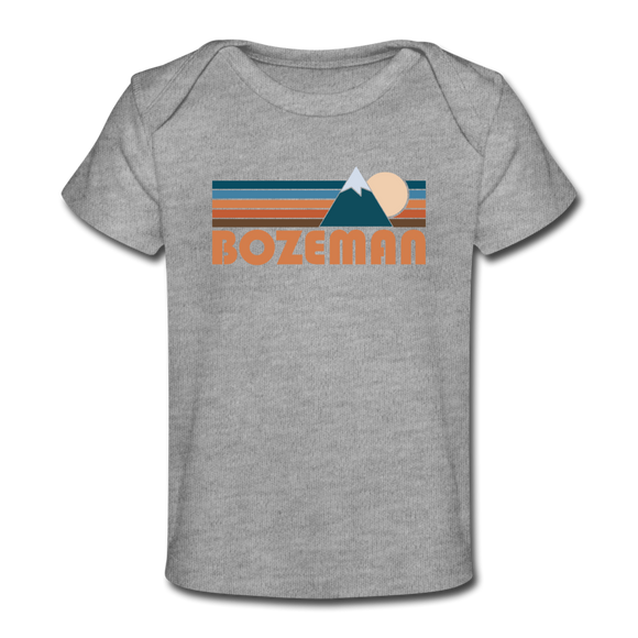 Bozeman, Montana Baby T-Shirt - Organic Retro Mountain Bozeman Infant T-Shirt - heather gray