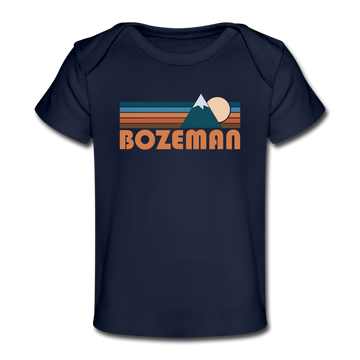 Bozeman, Montana Baby T-Shirt - Organic Retro Mountain Bozeman Infant T-Shirt - dark navy