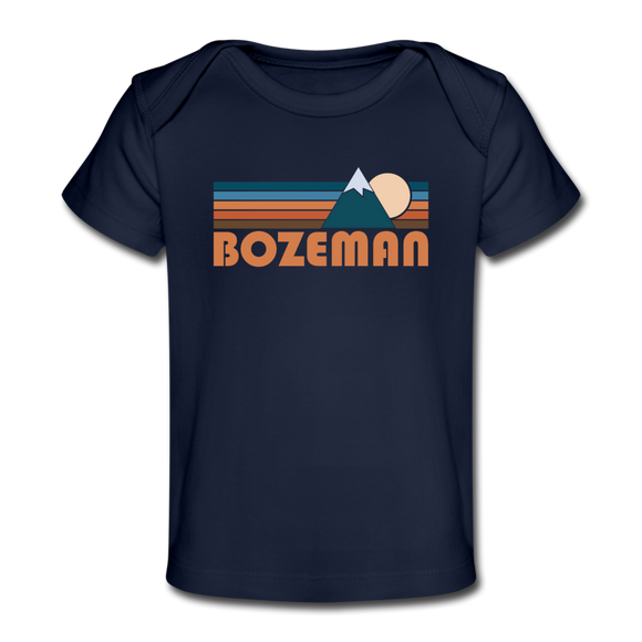 Bozeman, Montana Baby T-Shirt - Organic Retro Mountain Bozeman Infant T-Shirt - dark navy