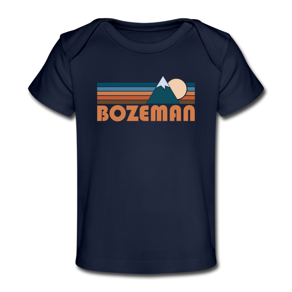 Bozeman, Montana Baby T-Shirt - Organic Retro Mountain Bozeman Infant T-Shirt - dark navy