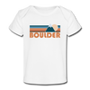 Boulder, Colorado Baby T-Shirt - Organic Retro Mountain Boulder Infant T-Shirt - white