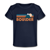 Boulder, Colorado Baby T-Shirt - Organic Retro Mountain Boulder Infant T-Shirt - dark navy