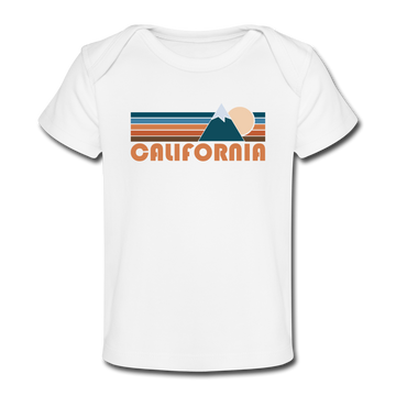California Baby T-Shirt - Organic Retro Mountain California Infant T-Shirt - white