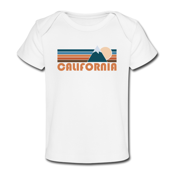 California Baby T-Shirt - Organic Retro Mountain California Infant T-Shirt - white