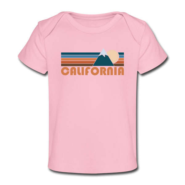 California Baby T-Shirt - Organic Retro Mountain California Infant T-Shirt - light pink