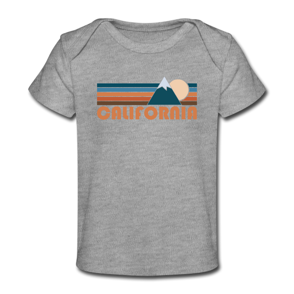 California Baby T-Shirt - Organic Retro Mountain California Infant T-Shirt - heather gray