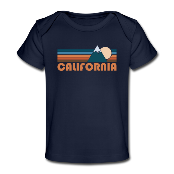California Baby T-Shirt - Organic Retro Mountain California Infant T-Shirt - dark navy