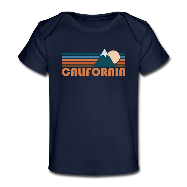 California Baby T-Shirt - Organic Retro Mountain California Infant T-Shirt - dark navy