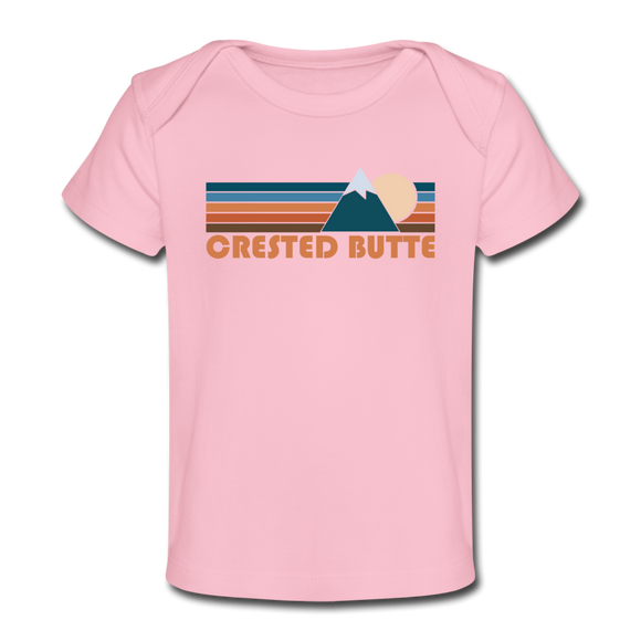 Crested Butte, Colorado Baby T-Shirt - Organic Retro Mountain Crested Butte Infant T-Shirt - light pink