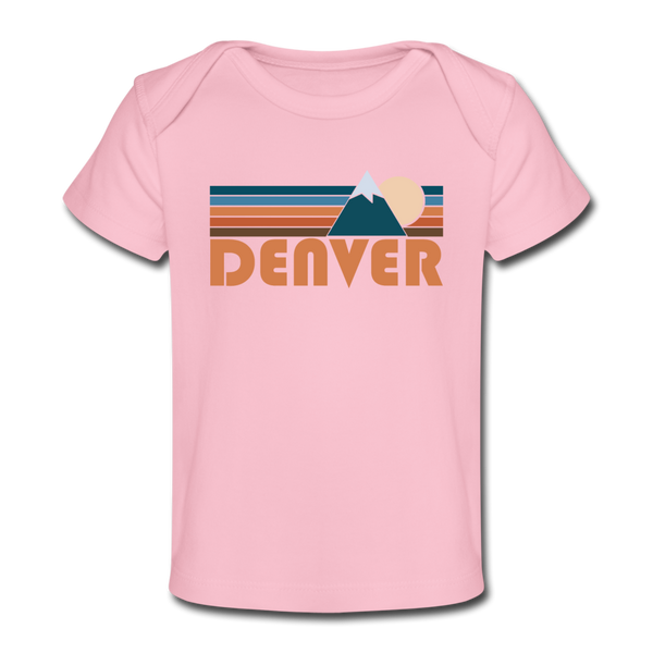 Denver, Colorado Baby T-Shirt - Organic Retro Mountain Denver Infant T-Shirt - light pink