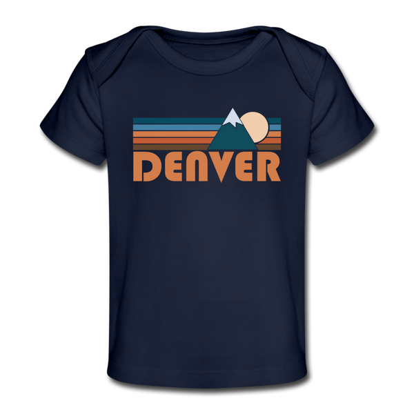Denver, Colorado Baby T-Shirt - Organic Retro Mountain Denver Infant T-Shirt - dark navy