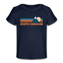 North Carolina Baby T-Shirt - Organic Retro Mountain North Carolina Infant T-Shirt - dark navy