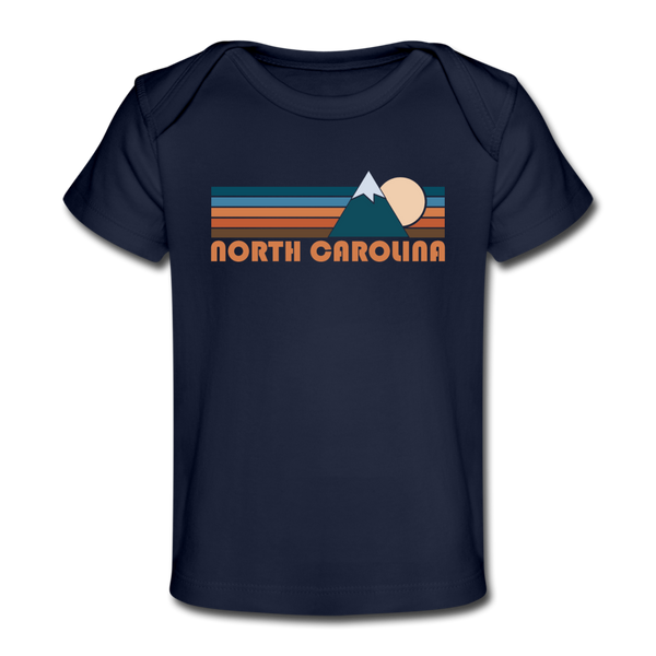 North Carolina Baby T-Shirt - Organic Retro Mountain North Carolina Infant T-Shirt - dark navy