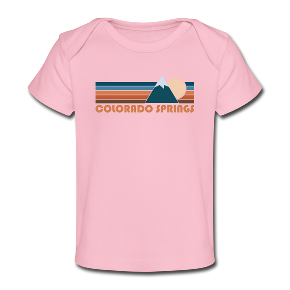Colorado Springs, Colorado Baby T-Shirt - Organic Retro Mountain Colorado Springs Infant T-Shirt - light pink
