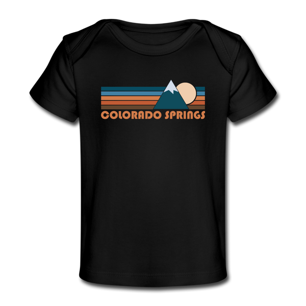 Colorado Springs, Colorado Baby T-Shirt - Organic Retro Mountain Colorado Springs Infant T-Shirt - black
