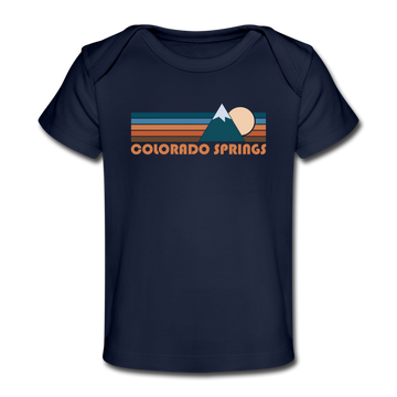 Colorado Springs, Colorado Baby T-Shirt - Organic Retro Mountain Colorado Springs Infant T-Shirt - dark navy