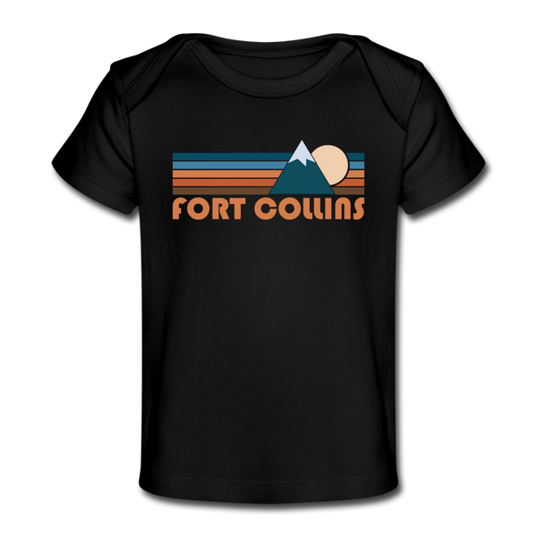 Fort Collins, Colorado Baby T-Shirt - Organic Retro Mountain Fort Collins Infant T-Shirt - black