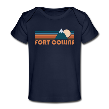 Fort Collins, Colorado Baby T-Shirt - Organic Retro Mountain Fort Collins Infant T-Shirt - dark navy