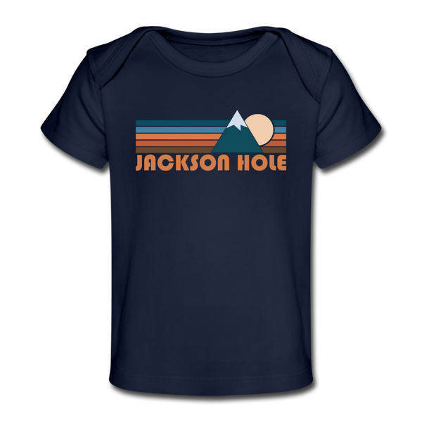 Jackson Hole, Wyoming Baby T-Shirt - Organic Retro Mountain Jackson Hole Infant T-Shirt - dark navy