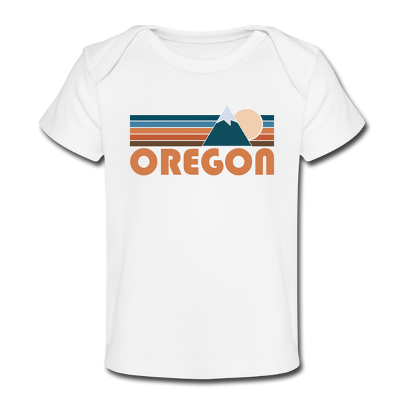 Oregon Baby T-Shirt - Organic Retro Mountain Oregon Infant T-Shirt - white