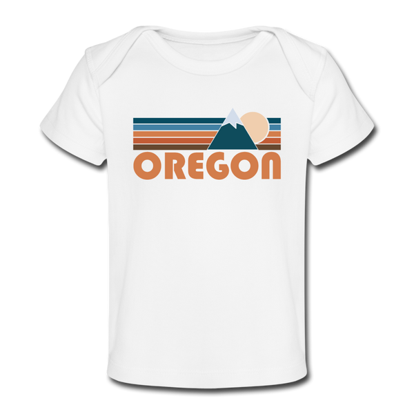 Oregon Baby T-Shirt - Organic Retro Mountain Oregon Infant T-Shirt - white