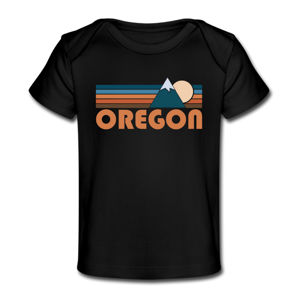 Oregon Baby T-Shirt - Organic Retro Mountain Oregon Infant T-Shirt - black