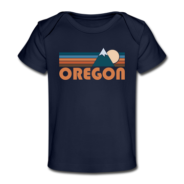 Oregon Baby T-Shirt - Organic Retro Mountain Oregon Infant T-Shirt - dark navy