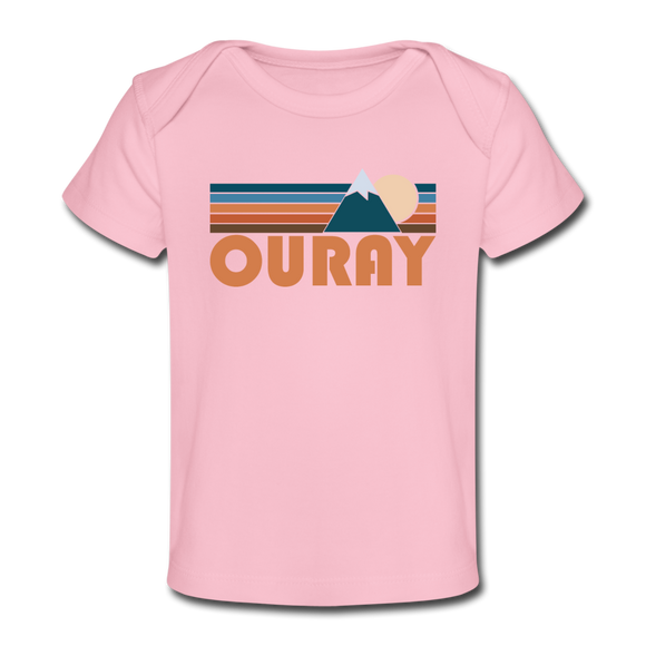 Ouray, Colorado Baby T-Shirt - Organic Retro Mountain Ouray Infant T-Shirt - light pink