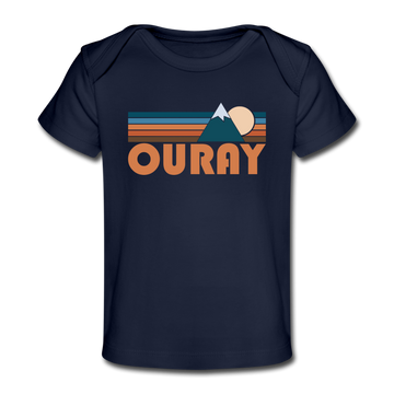 Ouray, Colorado Baby T-Shirt - Organic Retro Mountain Ouray Infant T-Shirt - dark navy