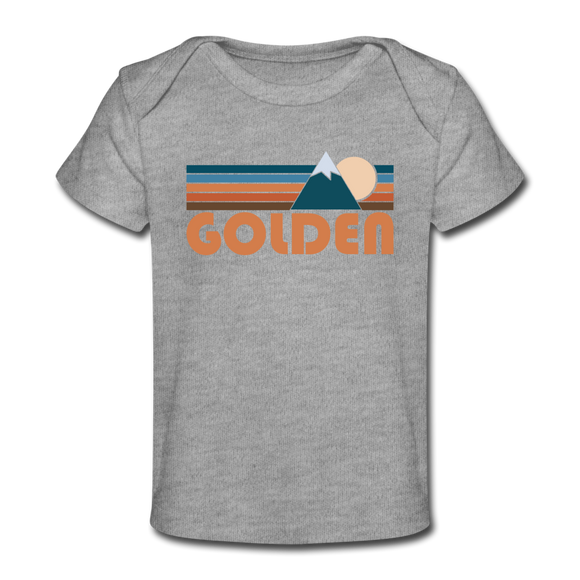 Golden, Colorado Baby T-Shirt - Organic Retro Mountain Golden Infant T-Shirt - heather gray