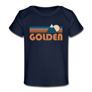 Golden, Colorado Baby T-Shirt - Organic Retro Mountain Golden Infant T-Shirt - dark navy