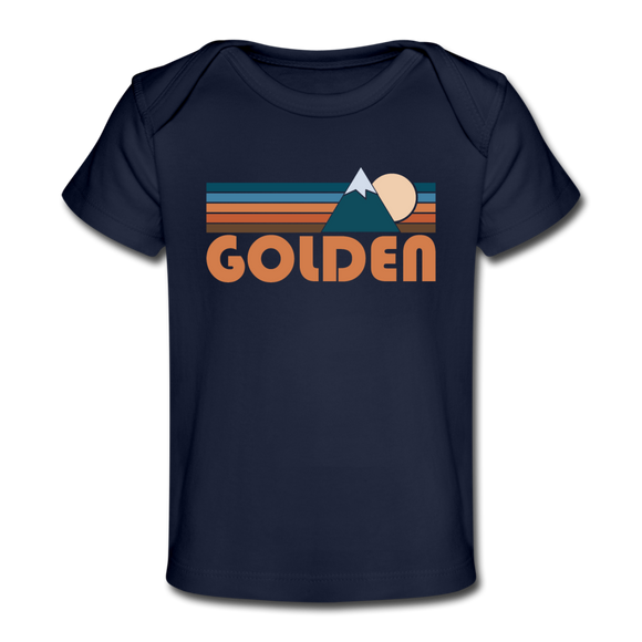 Golden, Colorado Baby T-Shirt - Organic Retro Mountain Golden Infant T-Shirt - dark navy