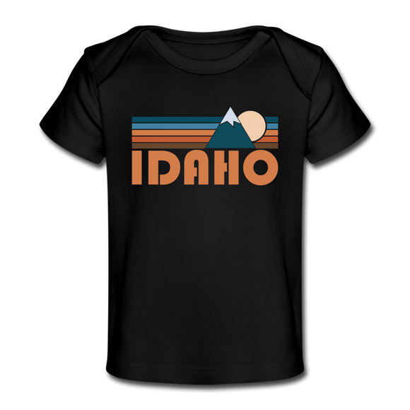 Idaho Baby T-Shirt - Organic Retro Mountain Idaho Infant T-Shirt - black