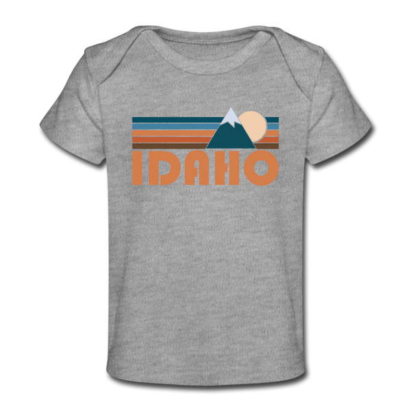 Idaho Baby T-Shirt - Organic Retro Mountain Idaho Infant T-Shirt - heather gray