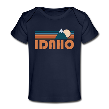 Idaho Baby T-Shirt - Organic Retro Mountain Idaho Infant T-Shirt - dark navy