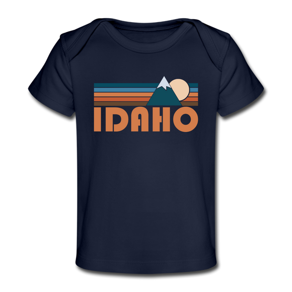 Idaho Baby T-Shirt - Organic Retro Mountain Idaho Infant T-Shirt - dark navy
