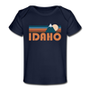 Idaho Baby T-Shirt - Organic Retro Mountain Idaho Infant T-Shirt - dark navy