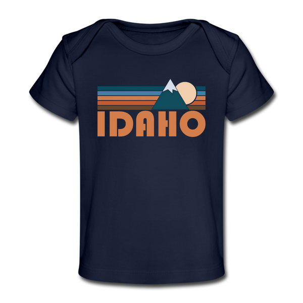 Idaho Baby T-Shirt - Organic Retro Mountain Idaho Infant T-Shirt - dark navy