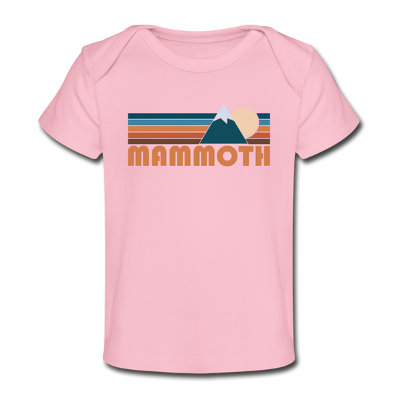 Mammoth, California Baby T-Shirt - Organic Retro Mountain Mammoth Infant T-Shirt - light pink