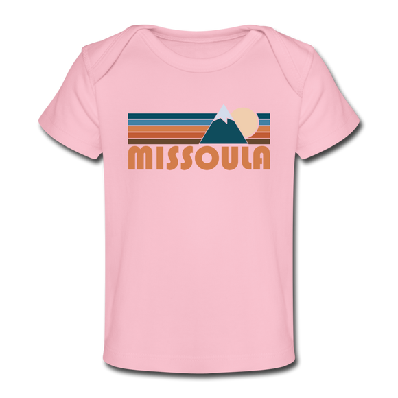 Missoula, Montana Baby T-Shirt - Organic Retro Mountain Missoula Infant T-Shirt - light pink