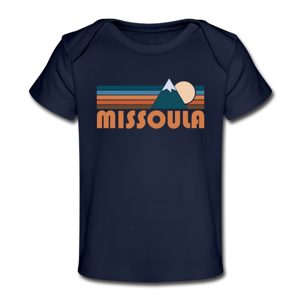 Missoula, Montana Baby T-Shirt - Organic Retro Mountain Missoula Infant T-Shirt - dark navy