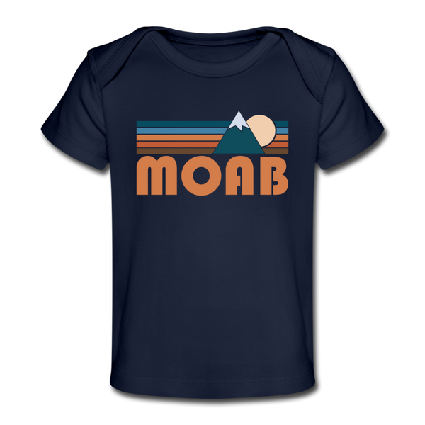 Moab, Utah Baby T-Shirt - Organic Retro Mountain Moab Infant T-Shirt - dark navy