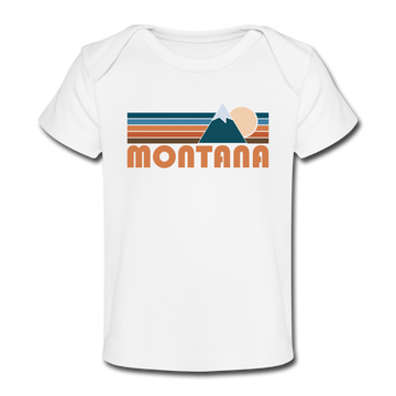 Montana Baby T-Shirt - Organic Retro Mountain Montana Infant T-Shirt - white
